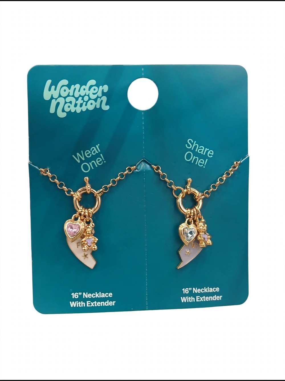 wonder nation Gold-Tone Charm Necklace Set with Pink & Clear Accents